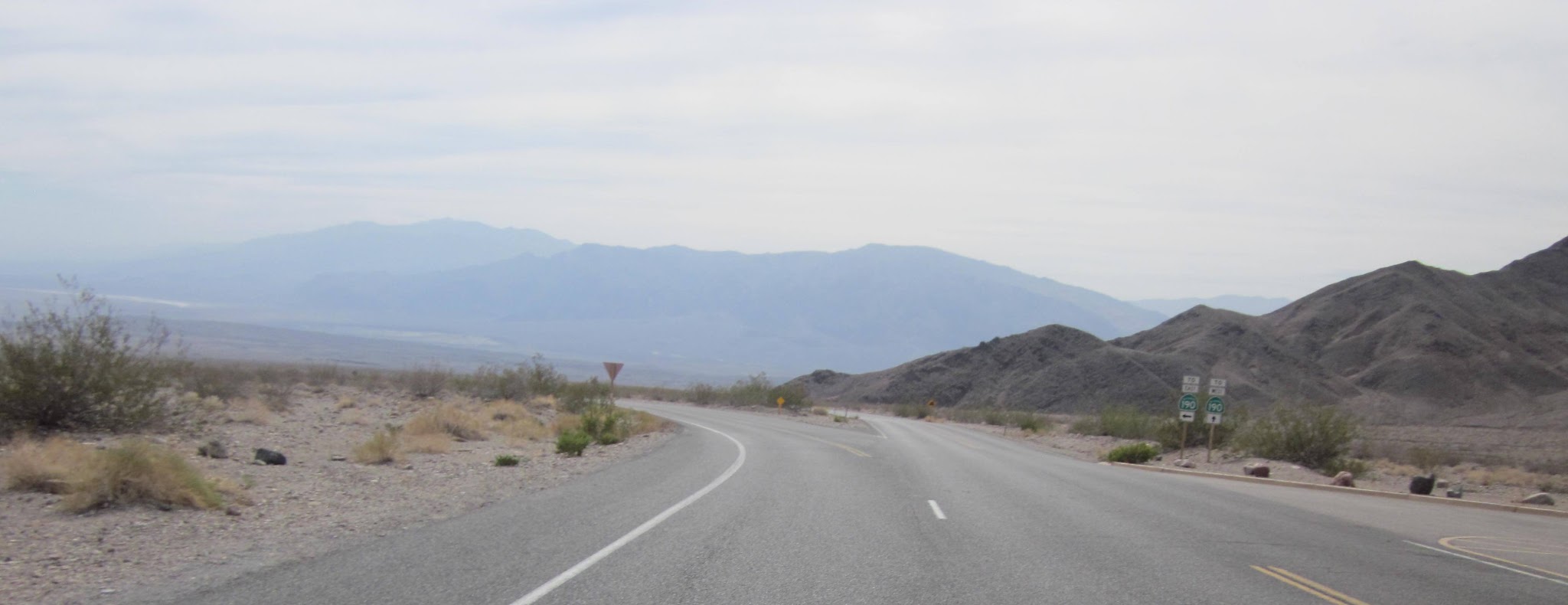 Cycling Daylight Pass Death Valley - view of road and valley below