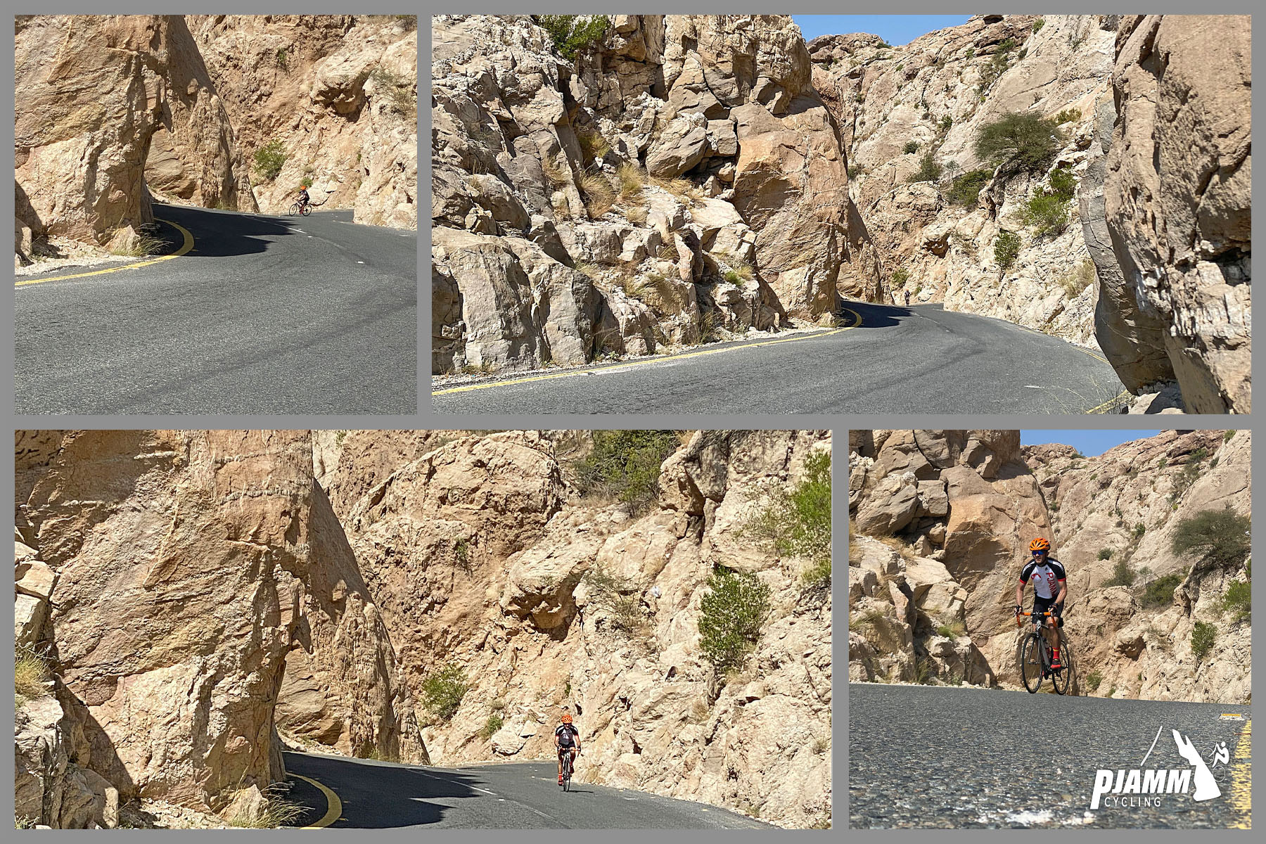 Cycling Parmah Pass, Saudi Arabia  - rock canyon photo collage