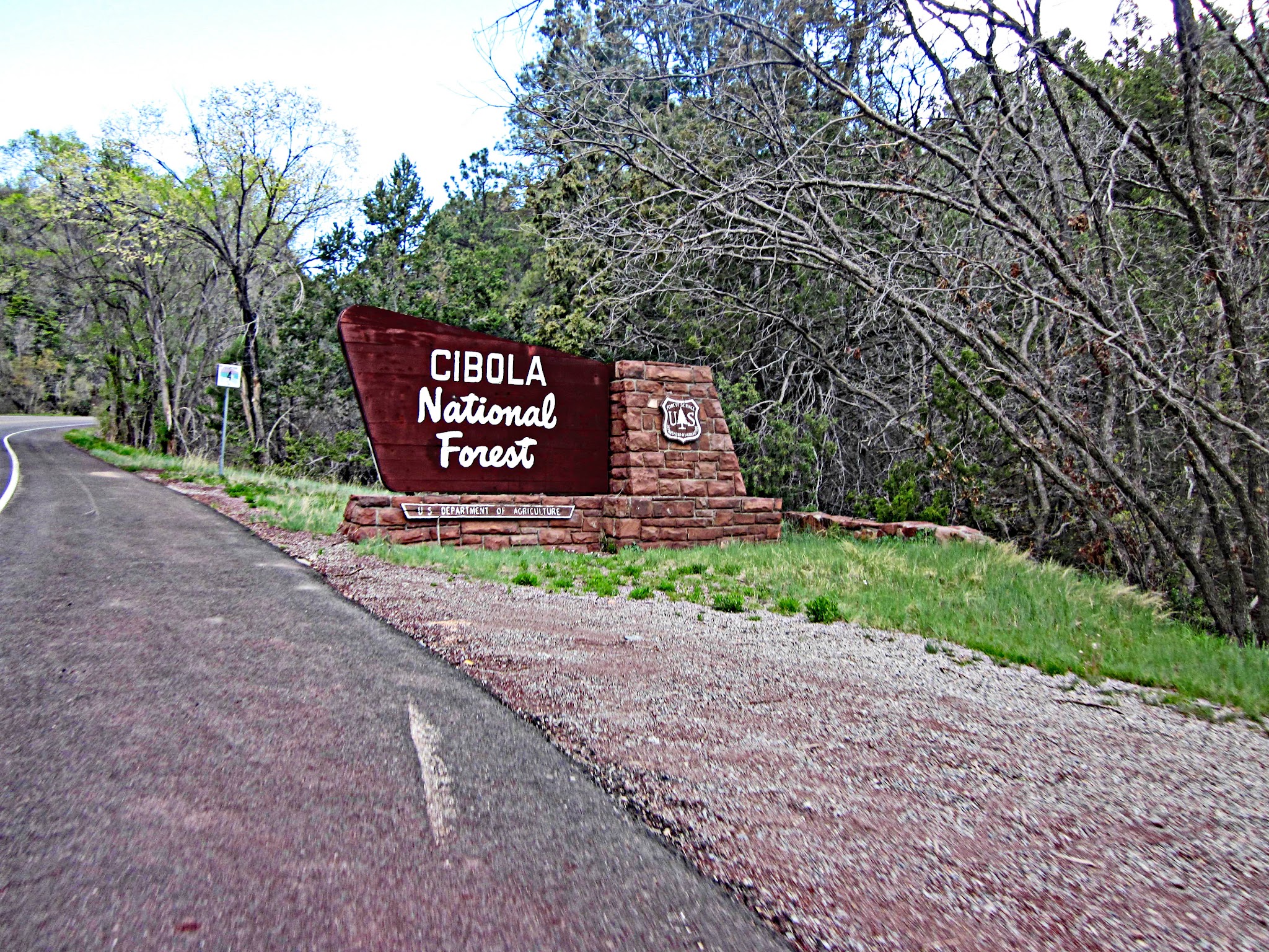 Climbing Sandia Crest by bike - Cibola National Forest sign. 