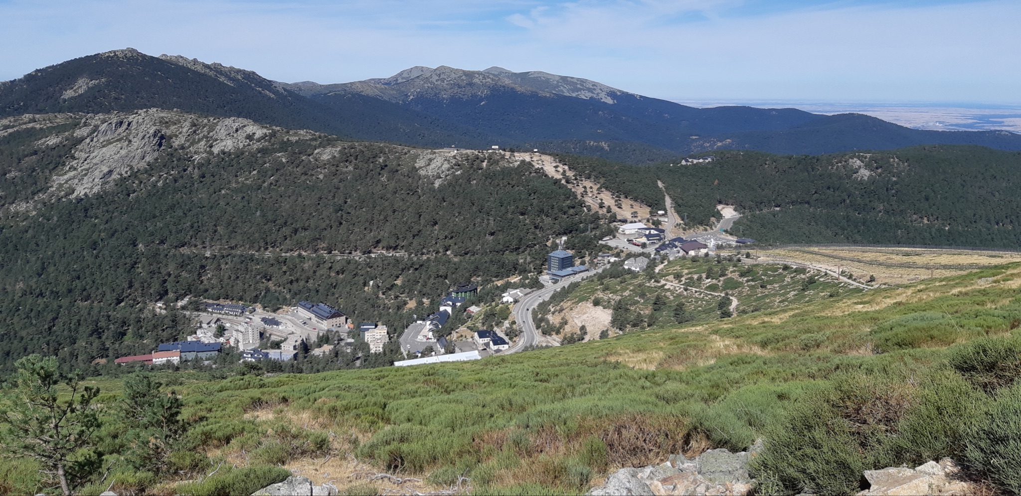 Cycling Bola del Mundo vía Puerto Navacerrada, Spain - views looking down from the concrete section, looking back to Alto Puerto Navacerrada