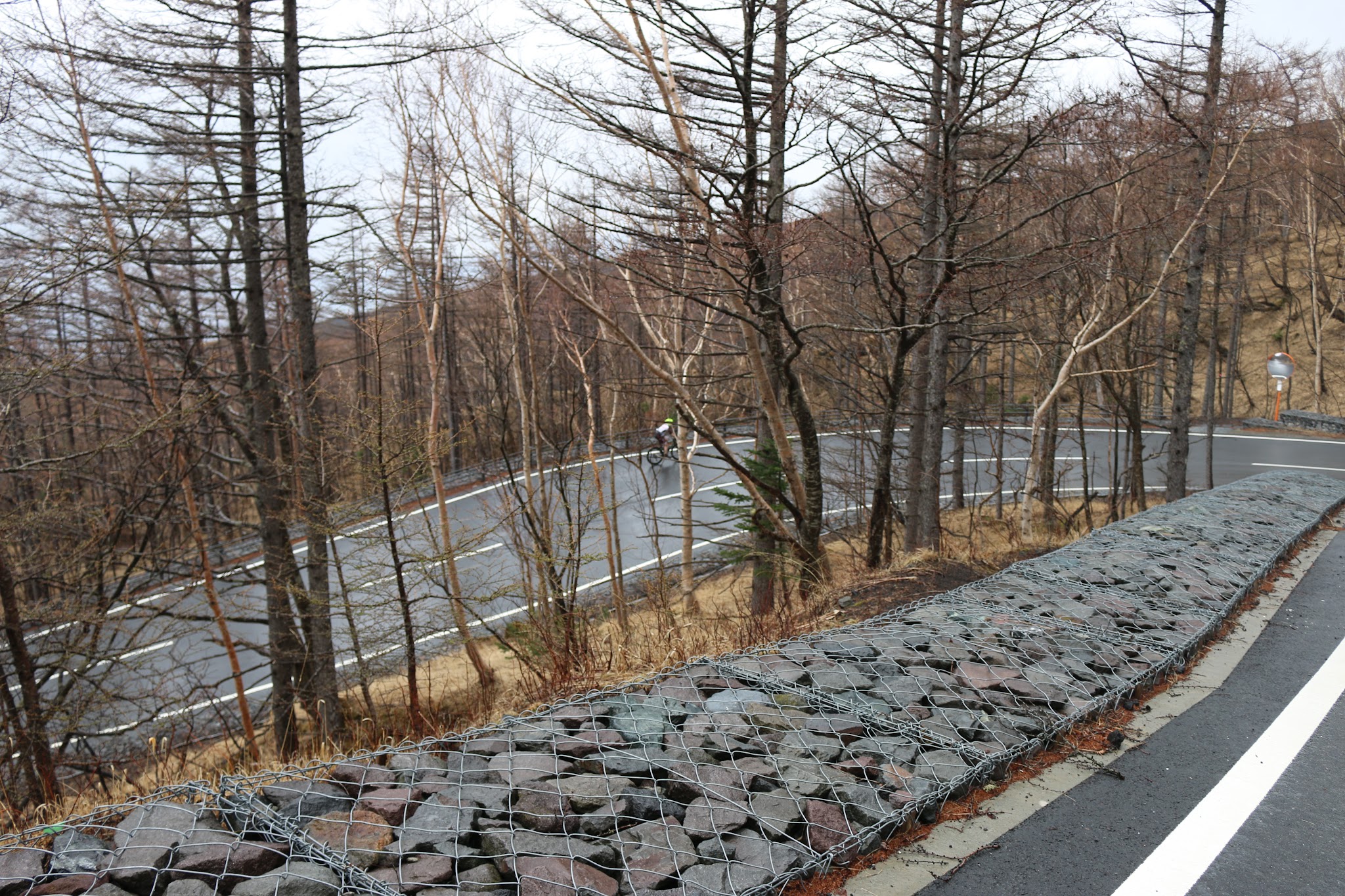 Biking Mt. Fuji Azami Line - cyclist on hairpin