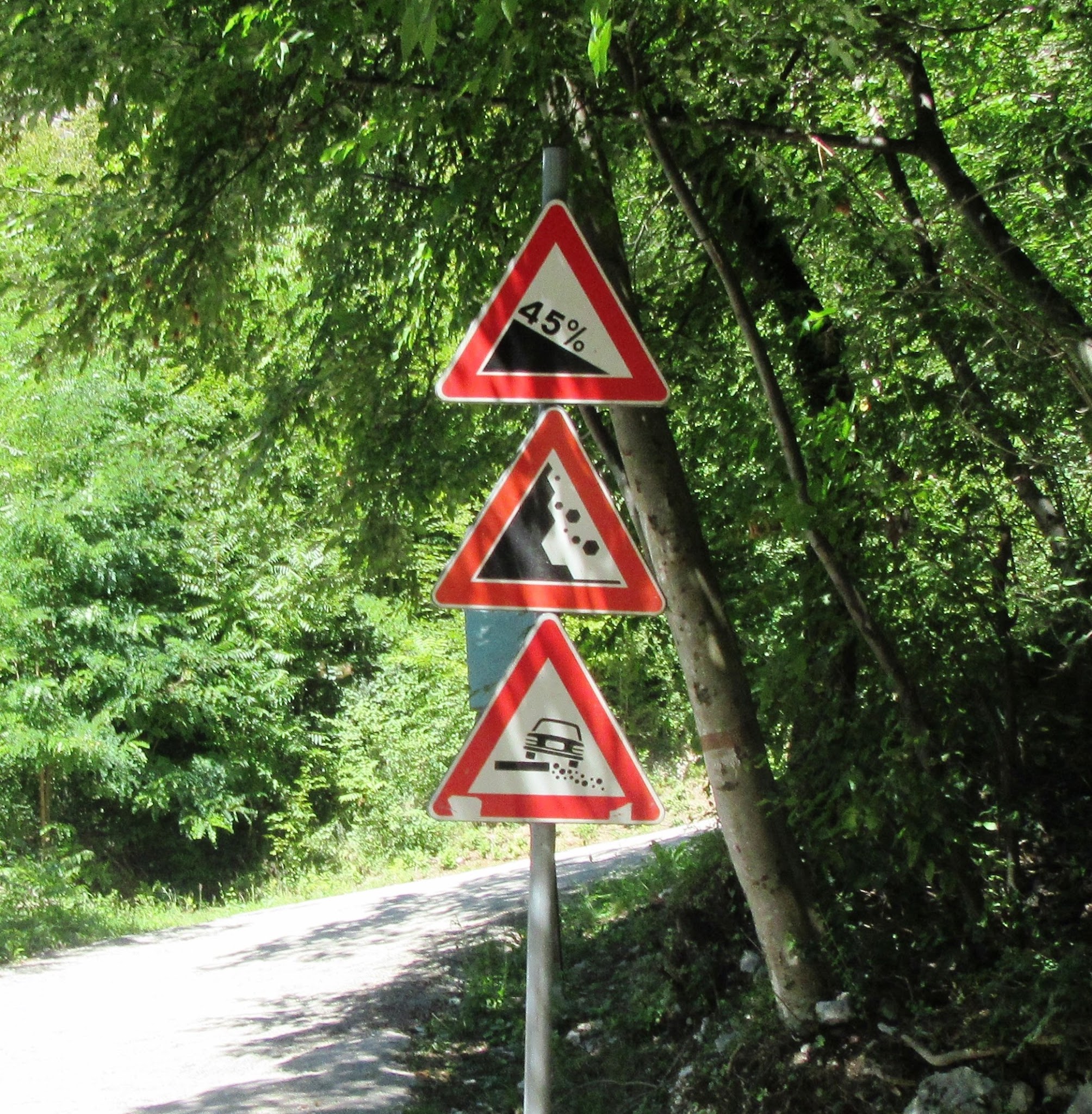 Cycling Scanuppia, Italy - 45% gradient sign