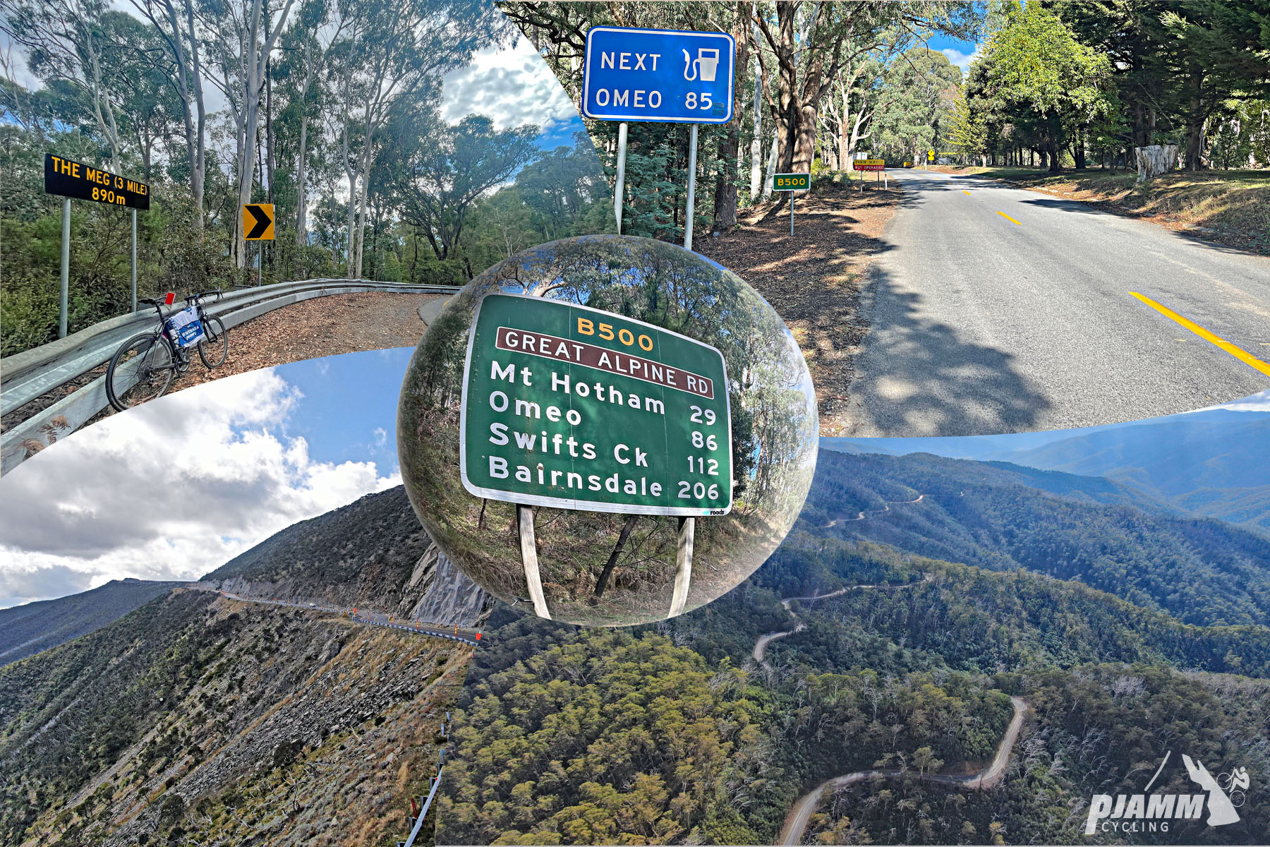 road sign for Mt Hotham, Omeo, Swifts Creek, and Bairnsdale