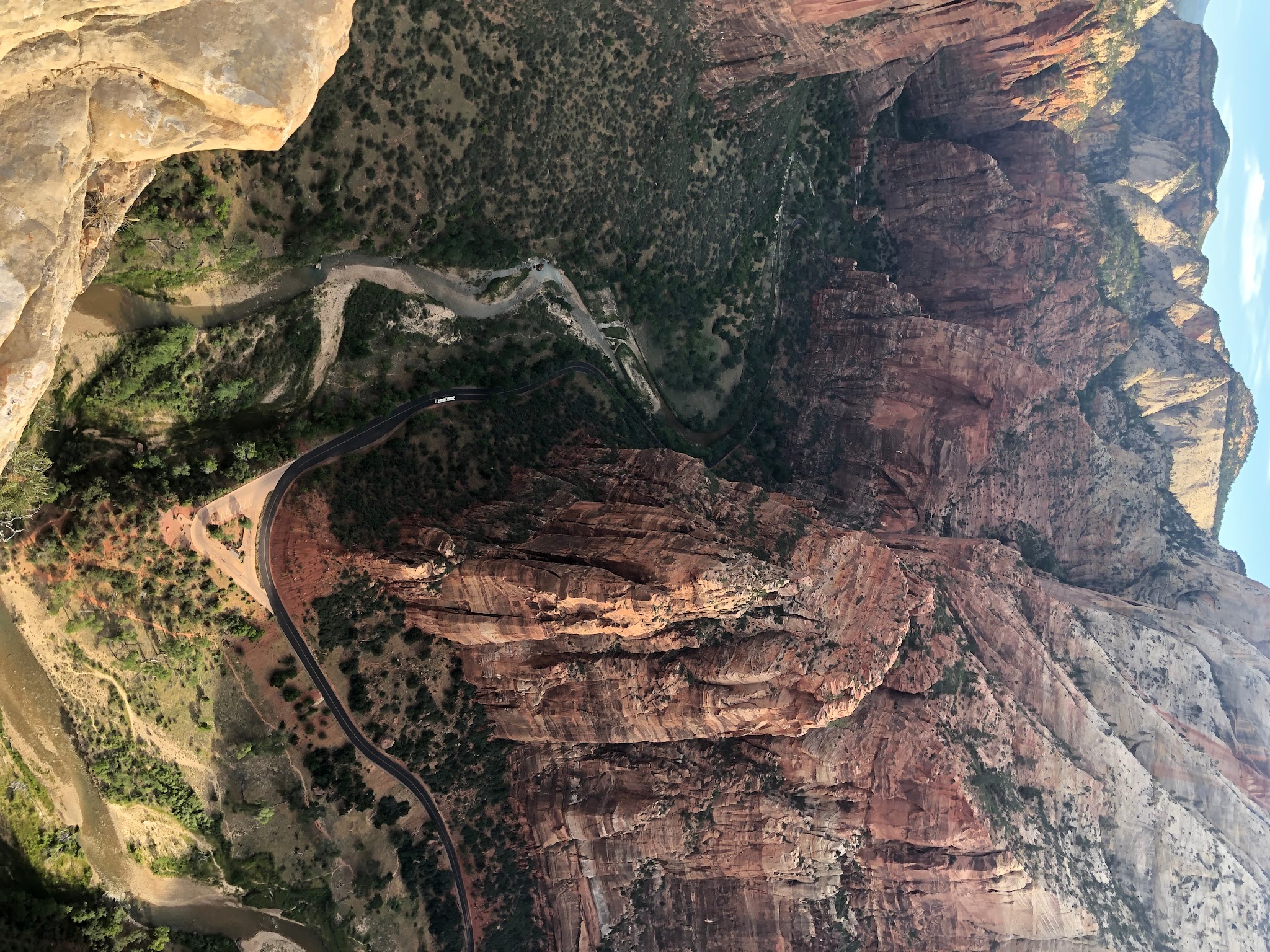 Cycling Zion National Park Cycling Zion National Park - view of scenic drive from Angels landing