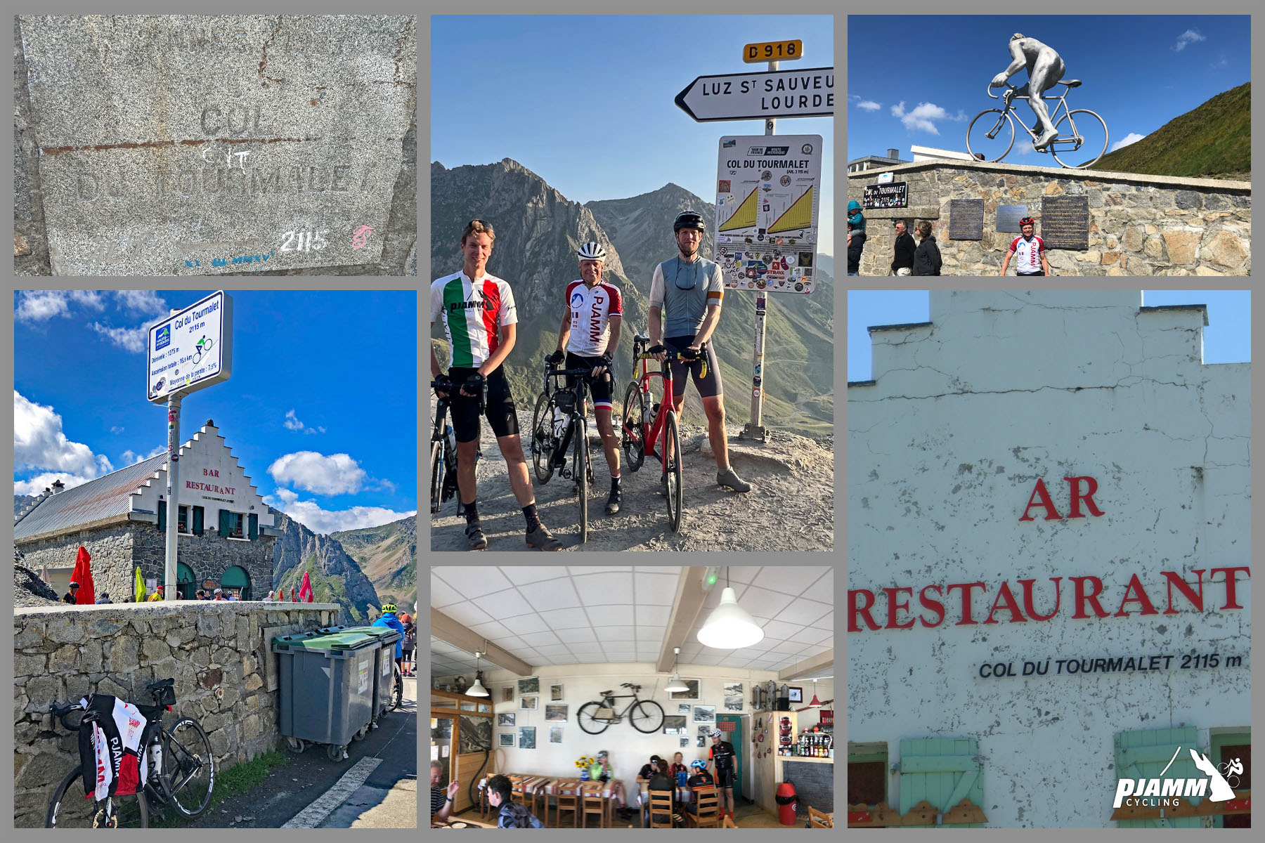 views at climb summit, including large silver cycling statue