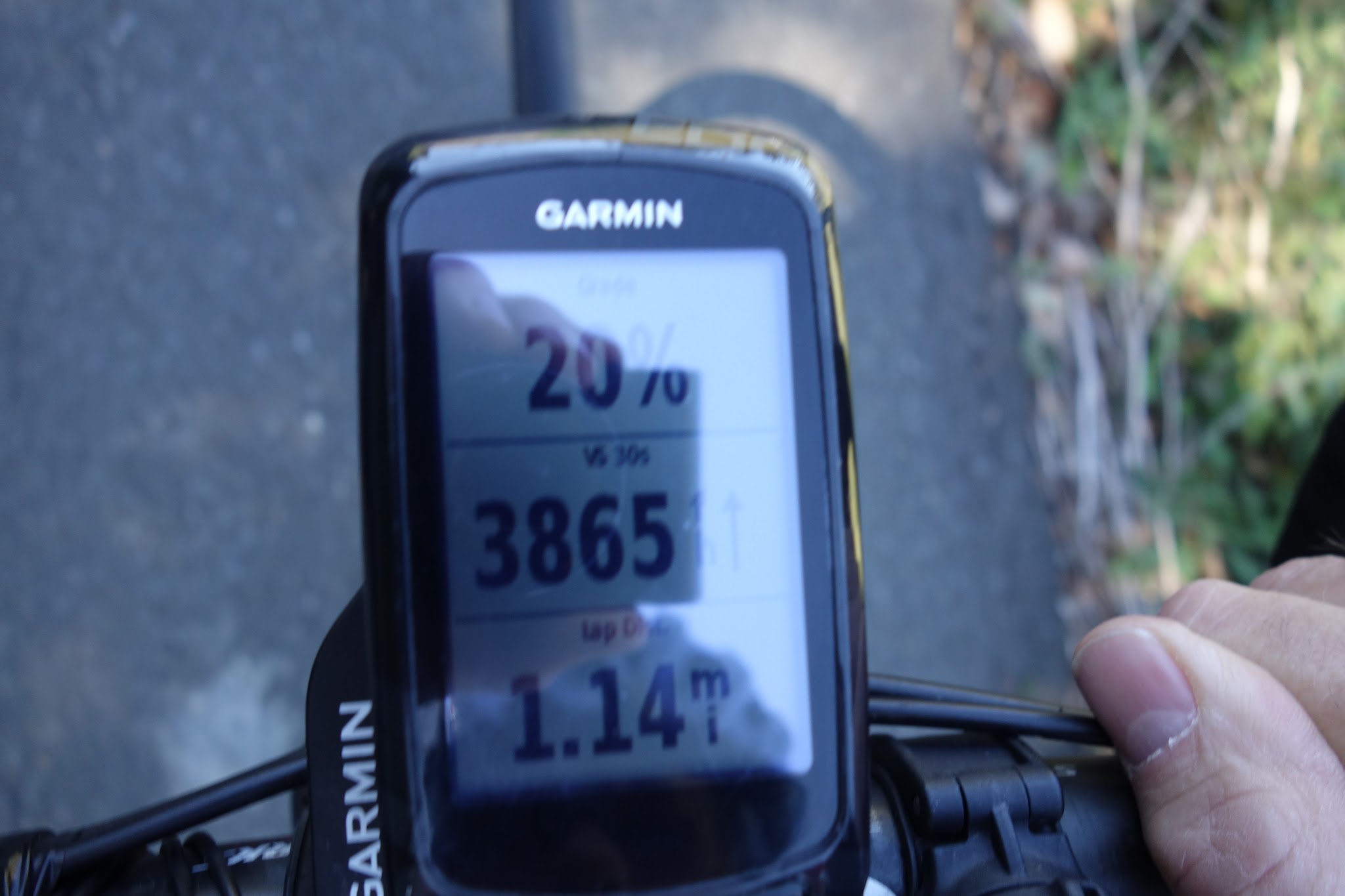 Meyers Grade Climbing by bike Meyers Grade - garmin showing 20% grade