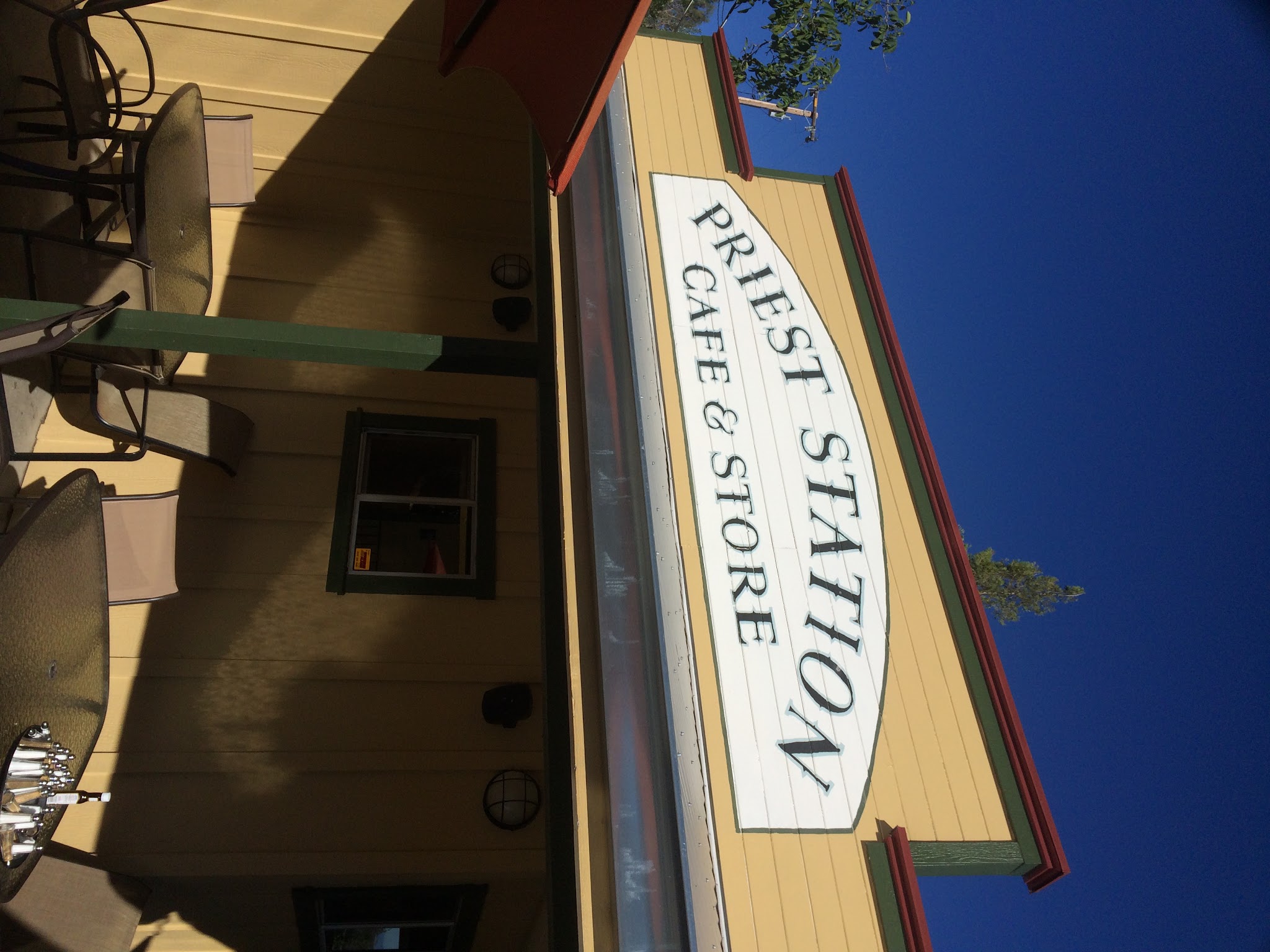 Bike climb of Old Priest Grade - Priest Station Cafe sign