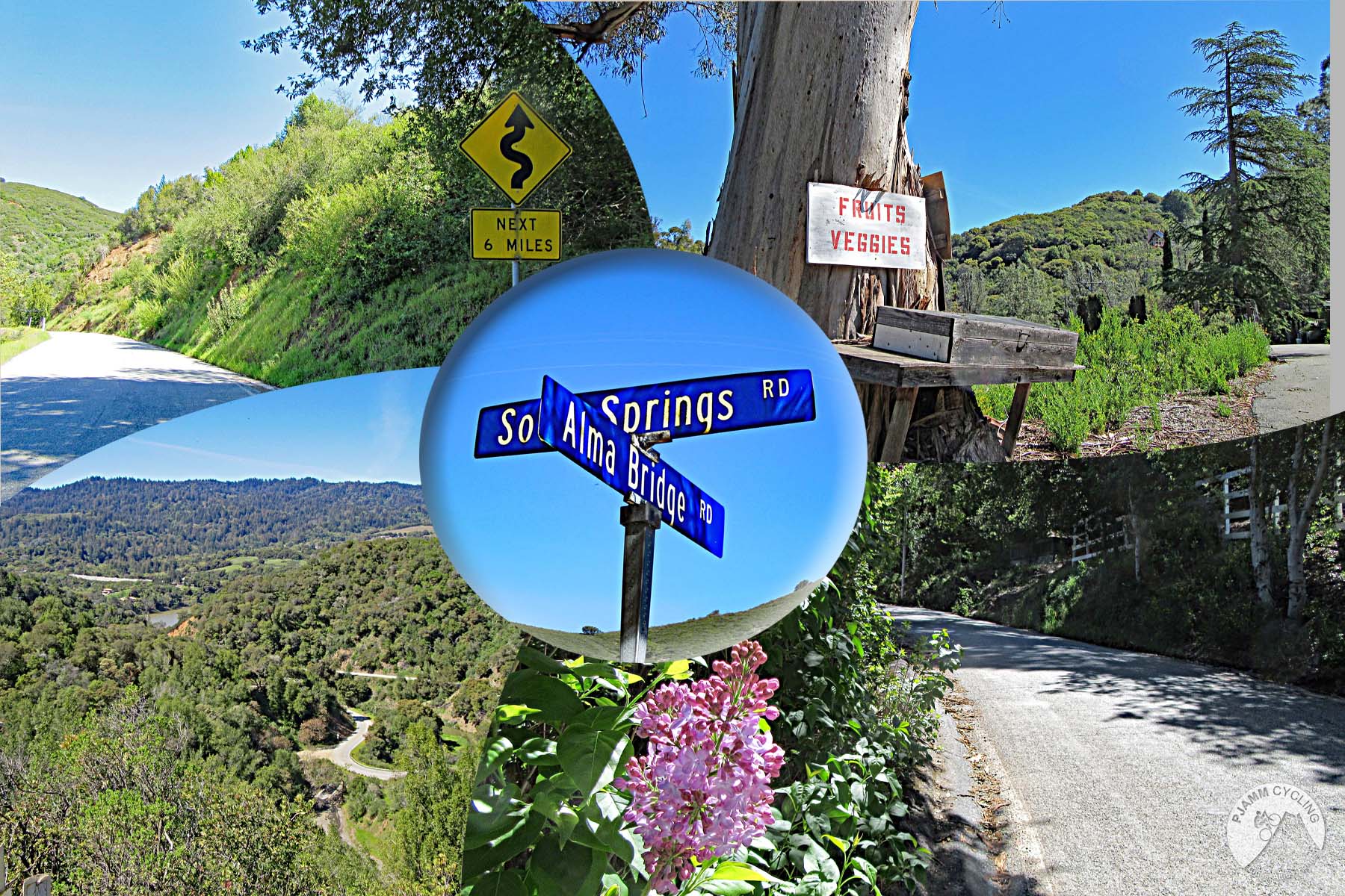 Cycling Soda Springs Road - road sign, cyclists, roadway
