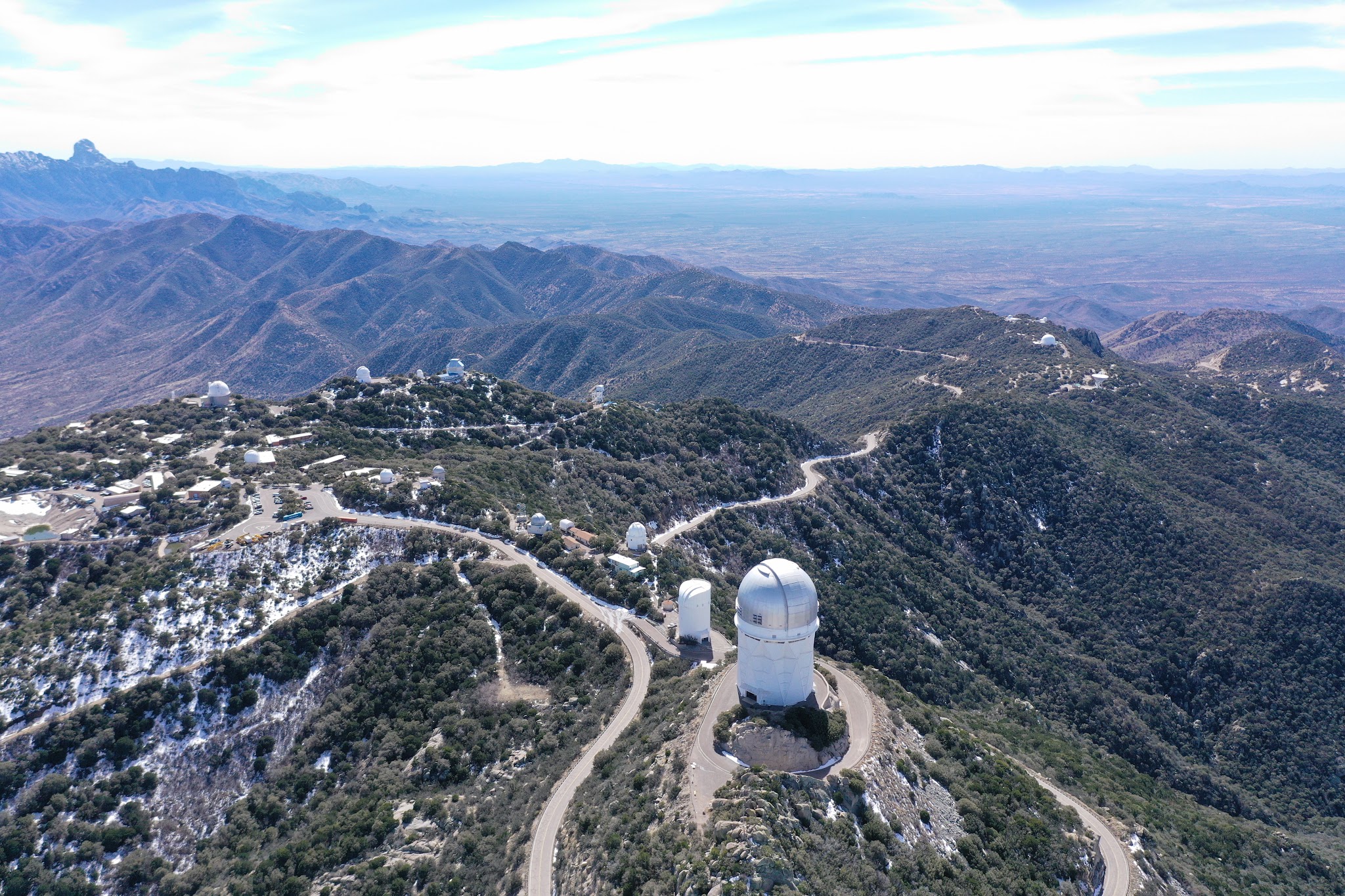 Biking Kitt Peak - roadway and many observatories