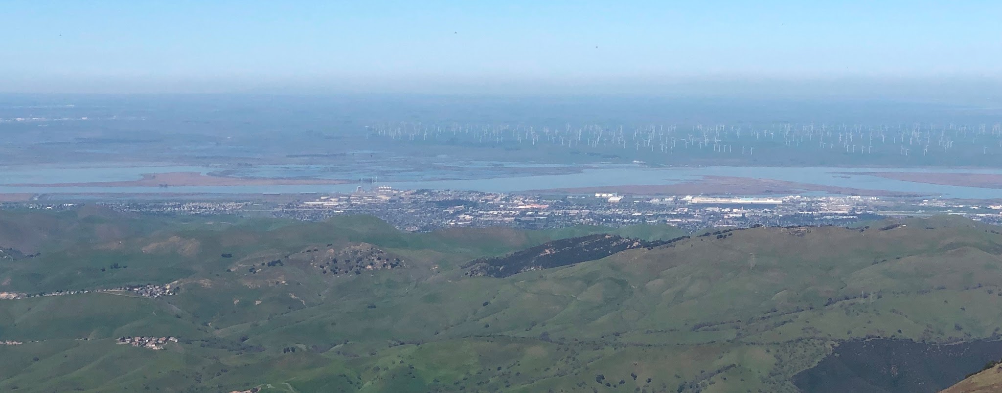 Cycling Mt. Diablo - Shiloh Wind Power Plant as seen from Mt. Diablo observation tower