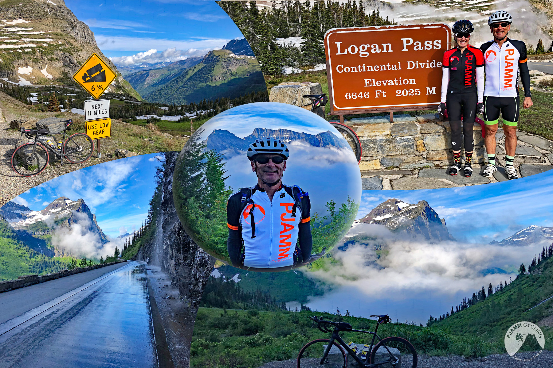 Cycling Going to the Sun Road - Logan Pass - Bruce Hamilton in pjamm jersey
