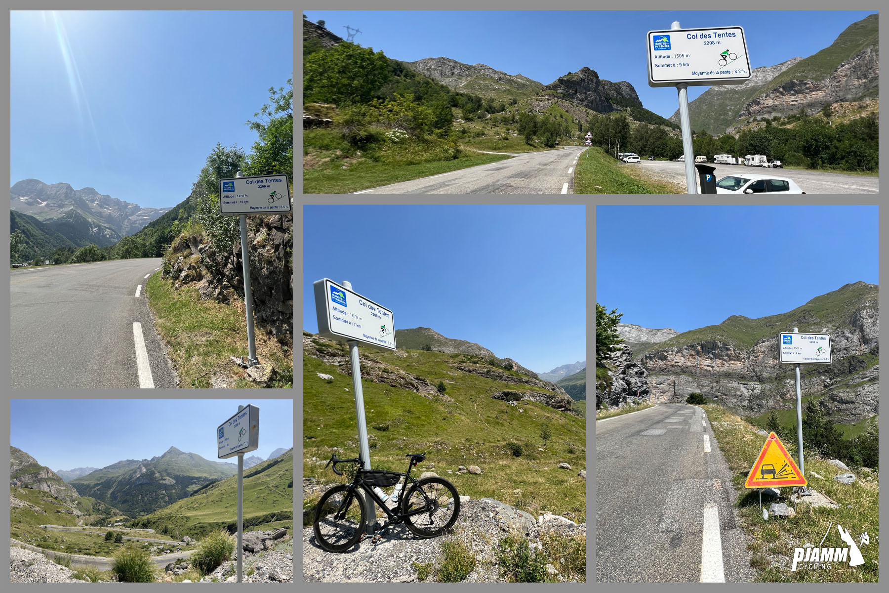 kilometer markers along climb route