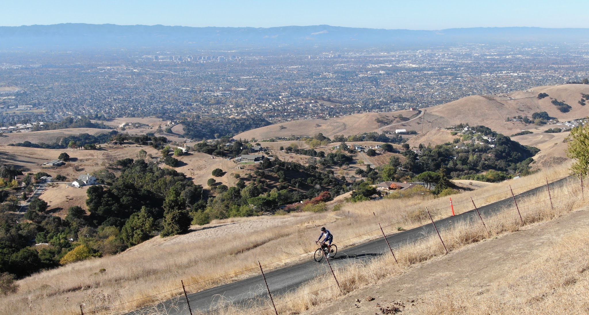 Cycling Mt. Hamilton - Lick Observatory aerial drone photo of observatories and road 