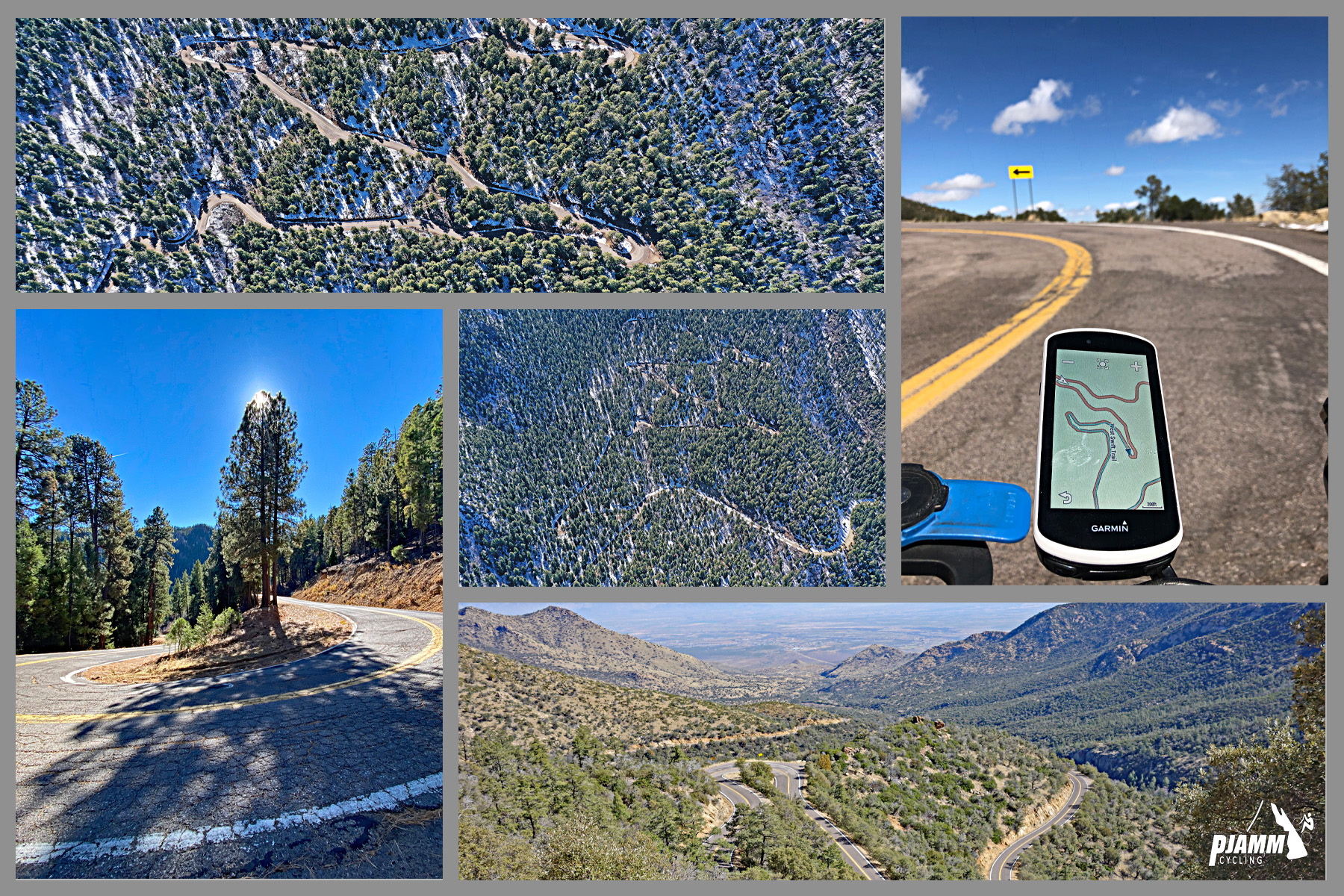 Cycling Mt. Graham, Arizona - sets of hairpin curves along the climb