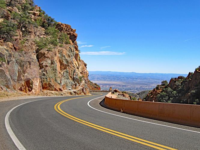 Climbing Mingus Hwy 89A AZ by bike cycling data and info